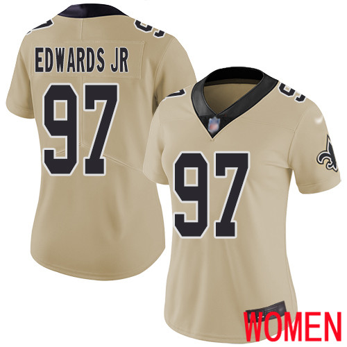 New Orleans Saints Limited Gold Women Mario Edwards Jr Jersey NFL Football 97 Inverted Legend Jersey